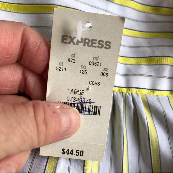 Express white yellow stripe cap short sleeve blouse NWT Large - Picture 11 of 14